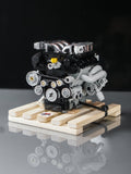 Nissan GTR VR38 VR38DETT engine lego model on wooden pallet turbo closeup
