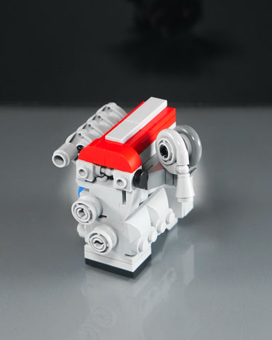 red top Nissan SR20 turbo engine lego model 