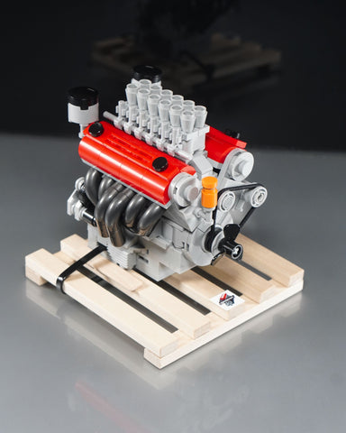 Ferrari Colombo V12 lego engine model with wooden pallet 